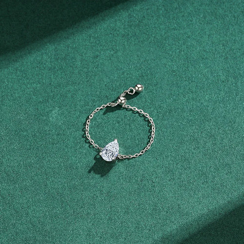 Bague à zircon taille goutte sur monture fine — vue 2