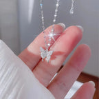 Collier papillon serti, argent massif 925 — vue 4