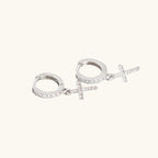 Boucles d'oreilles croix, argent massif 925 — vue 3