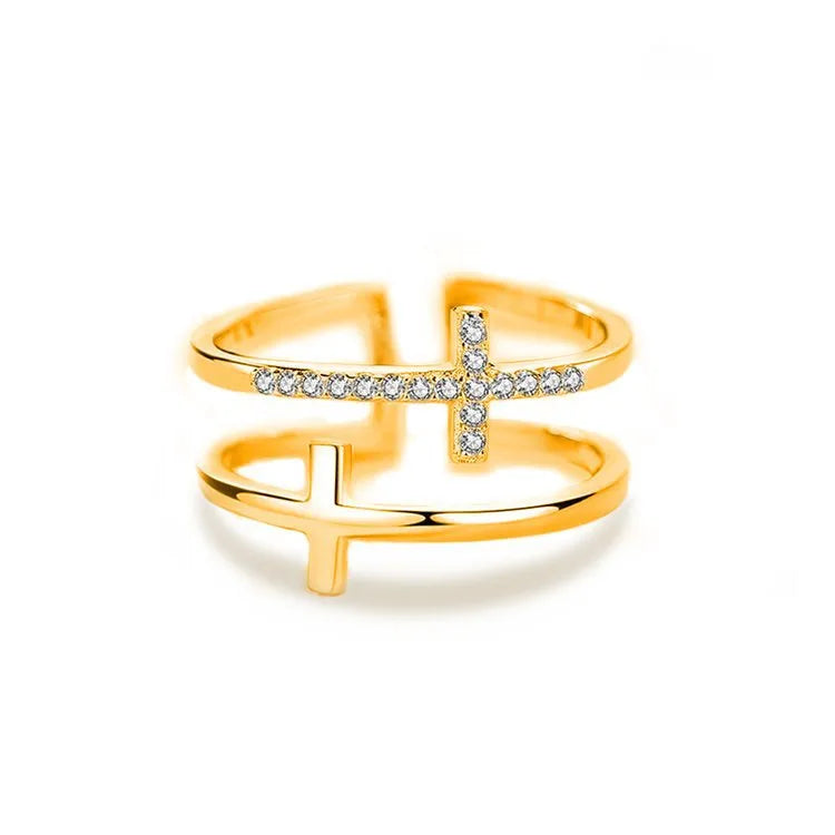 Bague à deux croix superposées, argent 925 — vue 7
