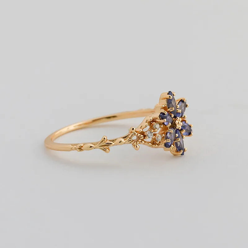 Bague fleur pavée de pierres, argent 925 — vue 5