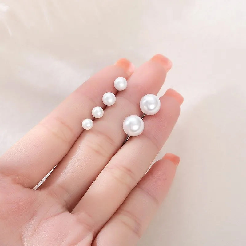 Puces d'oreilles à perle, argent massif 925 — vue 11