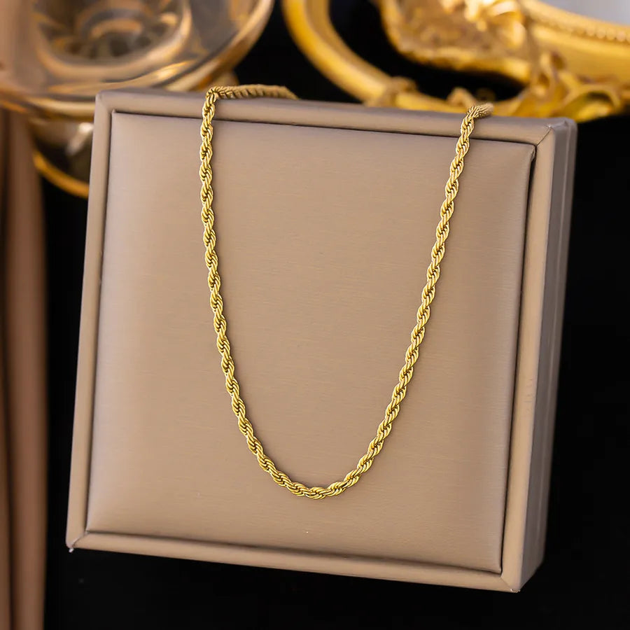Collier chaîne dorée simple, acier inoxydable — vue 6