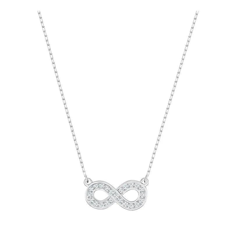 Collier symbole de l'infini sur chaîne fine, acier inoxydable