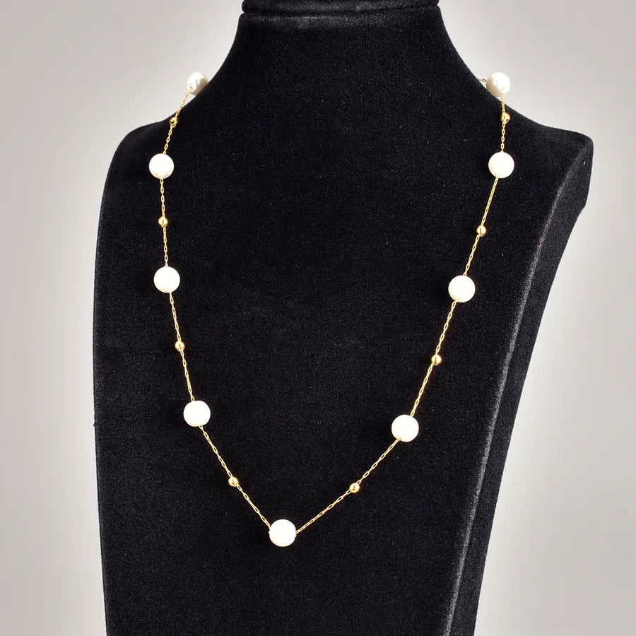 Collier chaîne à billes, acier inoxydable doré — vue 6