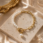 Bracelet à maillons géométriques et perle — vue 3