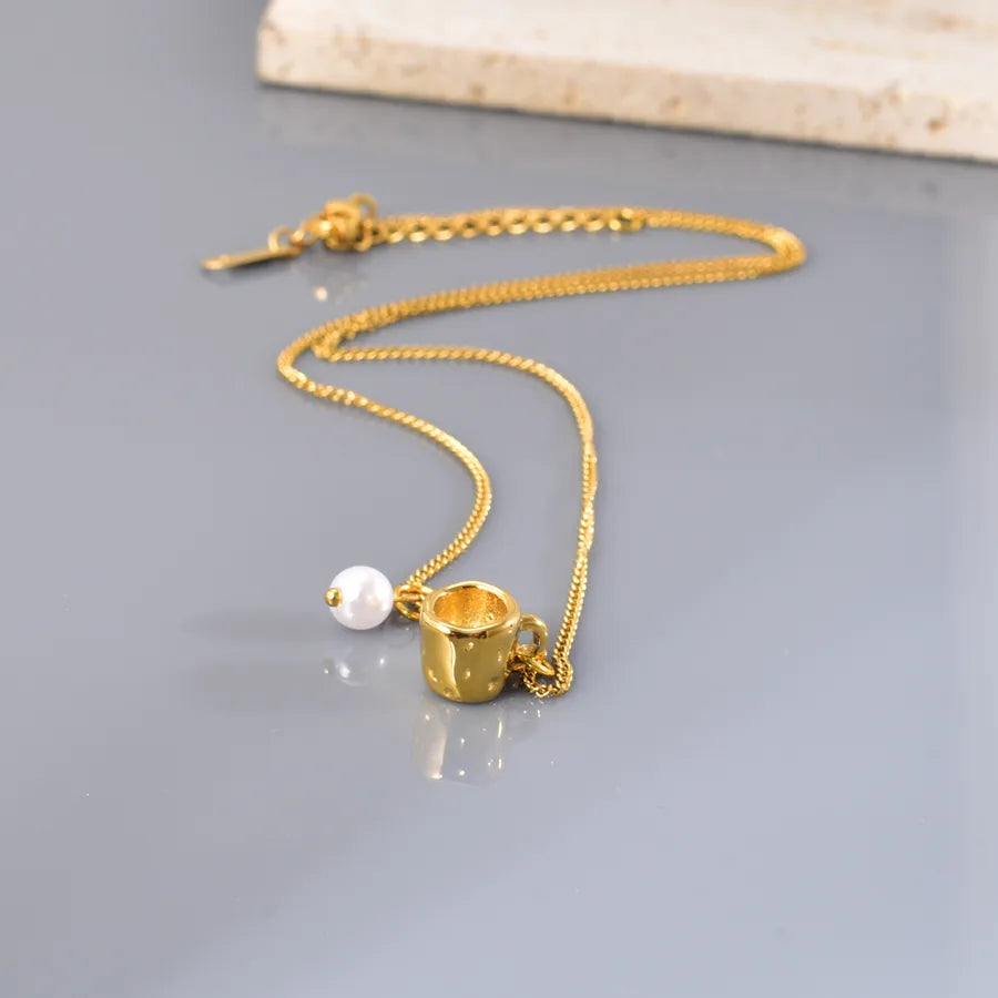 Collier à pierre naturelle ovale, chaîne dorée — vue 3
