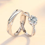 Bague ouverte à motif fleur sertie de zircons