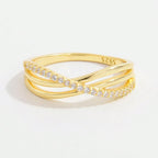 Bague croix sertie, finition or blanc — vue 4