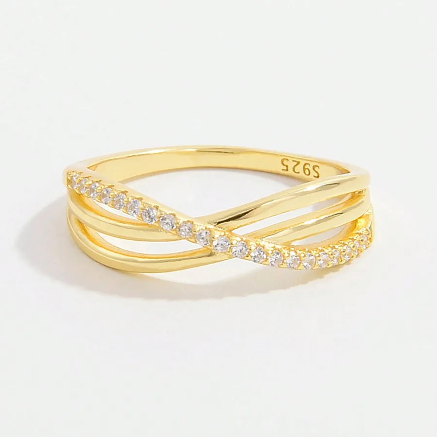 Bague croix sertie, finition or blanc — vue 4