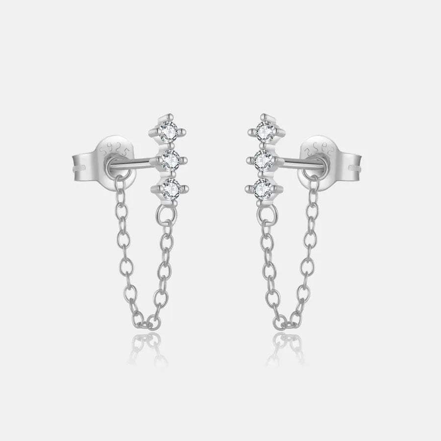 Puces d'oreilles solitaire serti, argent 925 — vue 7