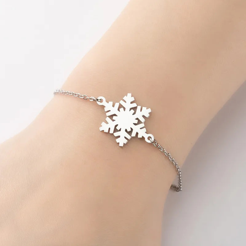 Bracelet motif flocon en acier inoxydable doré — vue 9