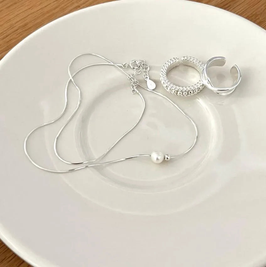 Collier à perle ronde, argent massif 925 — vue 5