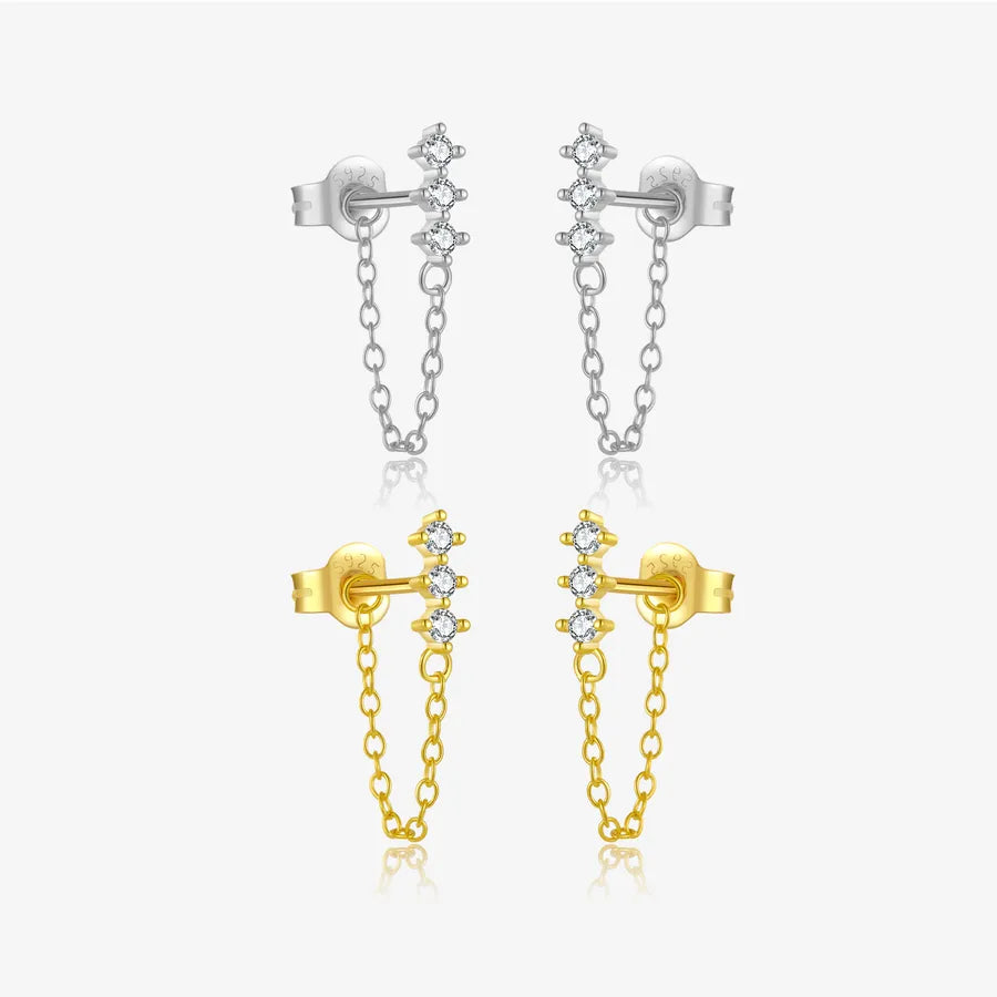 Puces d'oreilles solitaire serti sur argent massif 925