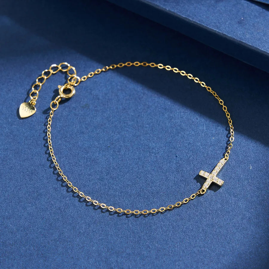 Bracelet croix sertie de zircons, argent 925 — vue 9