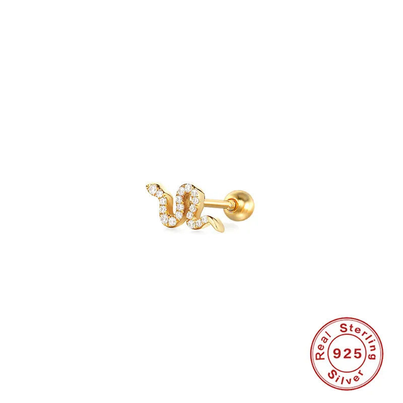 Puces d'oreilles petit serpent, argent 925 — vue 2
