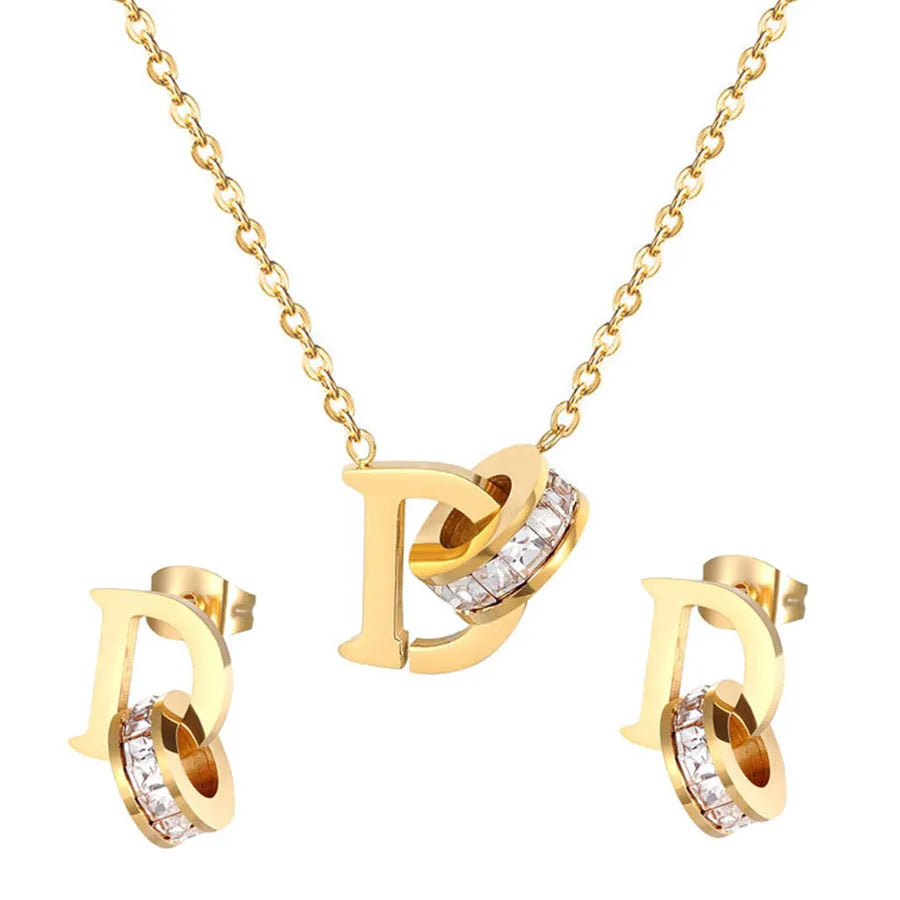 Pendentif pavé de zircons, acier inoxydable doré — vue 6