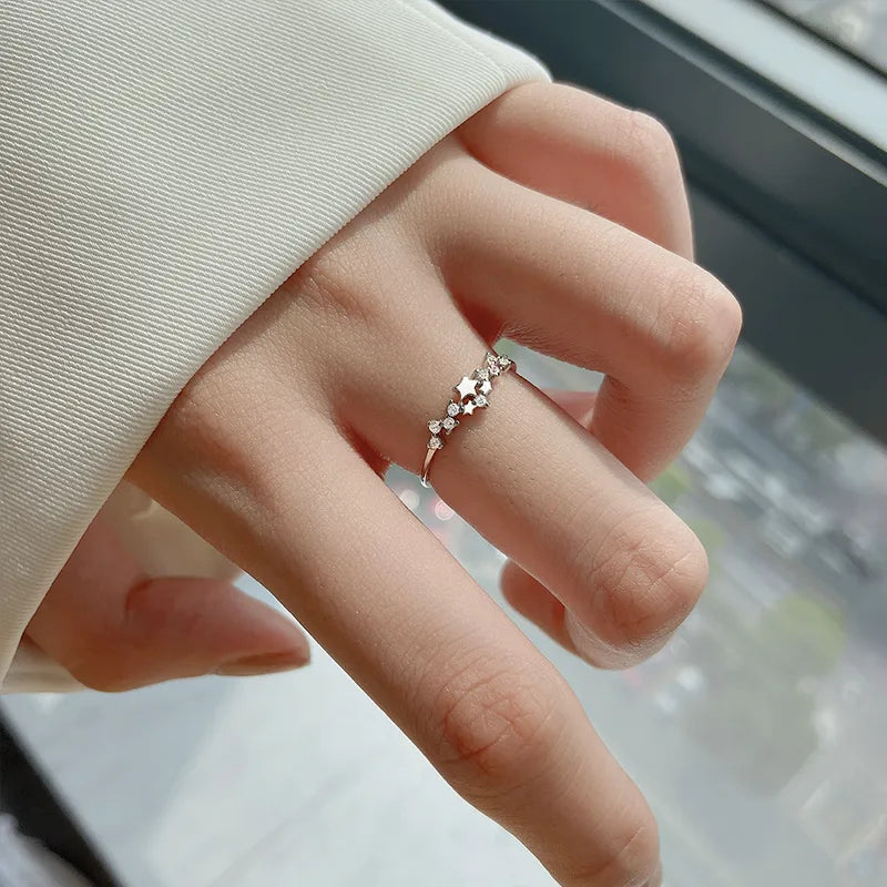Bague étoile sertie de zircons, argent 925 — vue 4