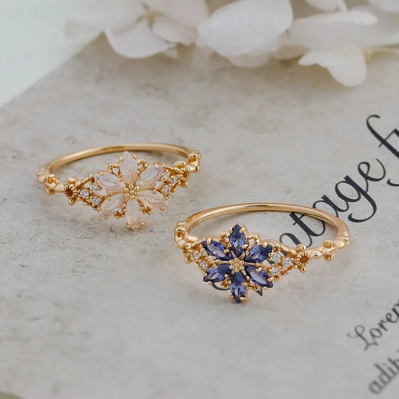Bague fleur pavée de pierres, argent 925 — vue 4