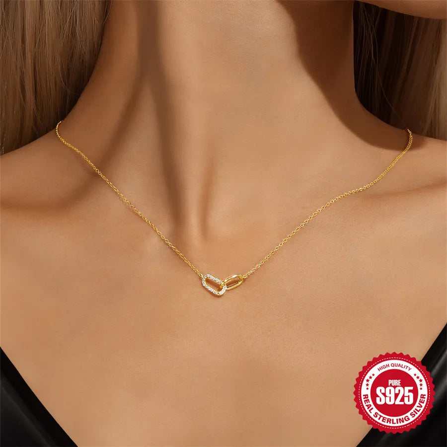Collier de clavicule serti de zircons en argent massif 925