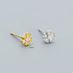 Puces d'oreilles fleur ciselée, argent 925 — vue 3