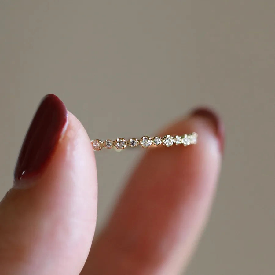 Bague solitaire ronde, finition dorée — vue 6
