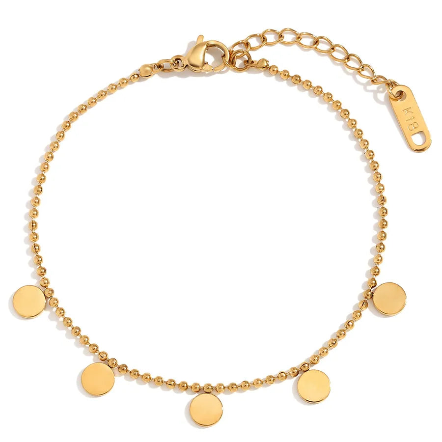 Bracelet pastille sur chaîne à billes dorée — vue 6