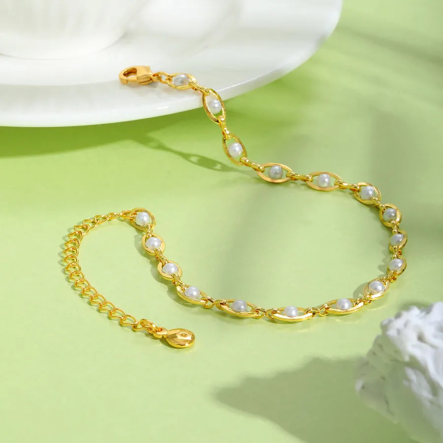 Bracelet à motif géométrique en cuivre doré — vue 6