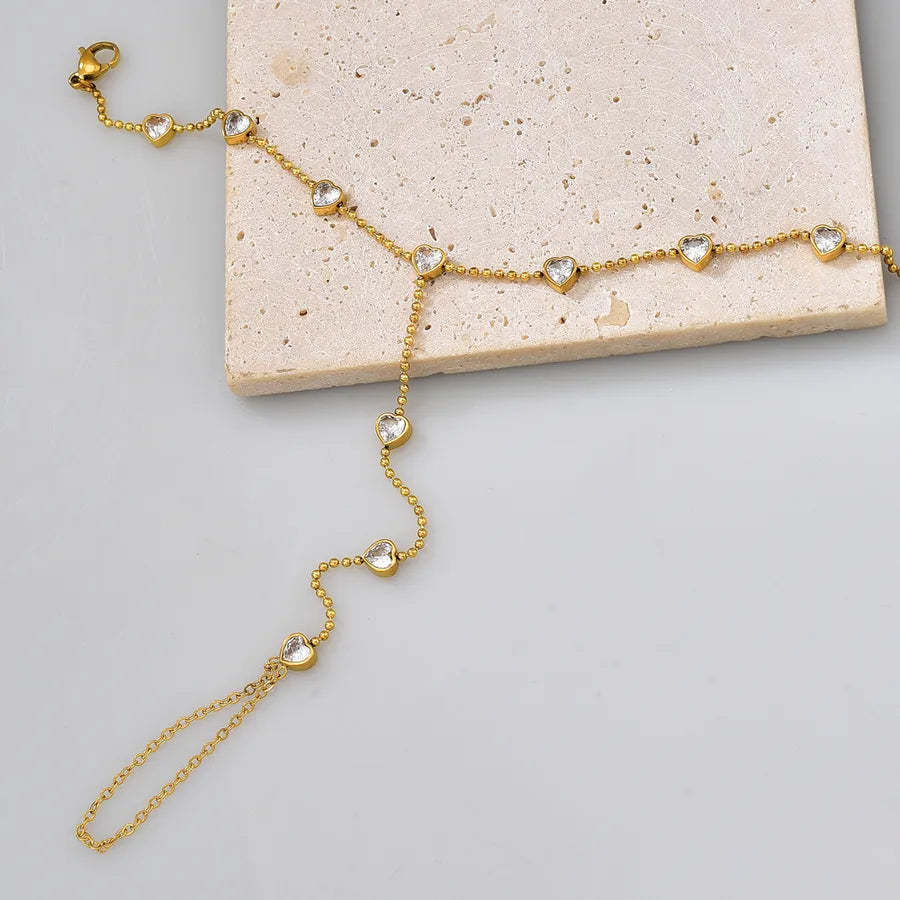 Bracelet fin serti de zircons, acier doré — vue 3