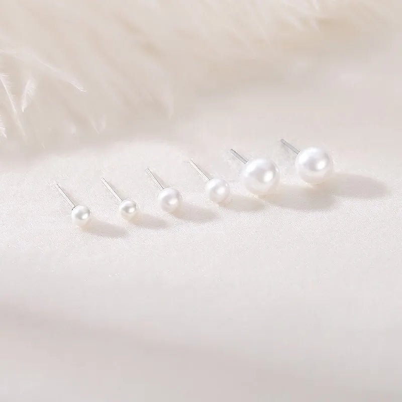 Puces d'oreilles à perle, argent massif 925 — vue 5