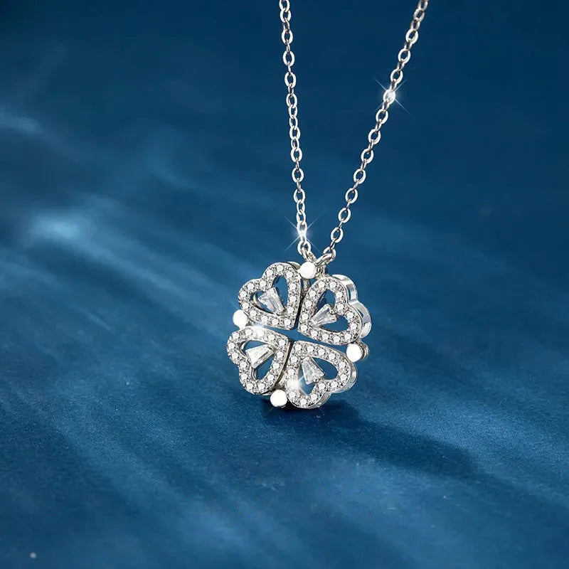 Collier cœur serti, chaîne en acier titane — vue 4