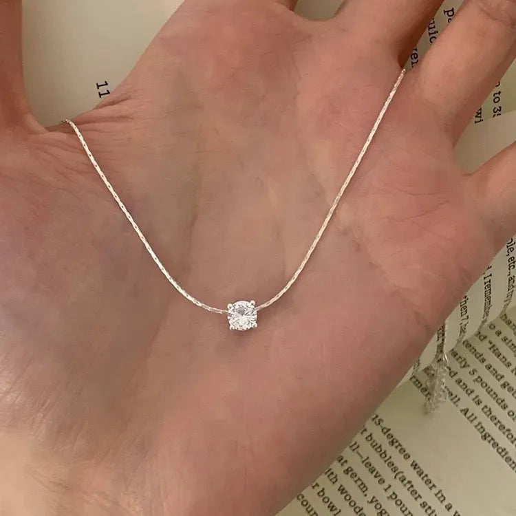 Collier solitaire taille carrée, argent 925 — vue 6