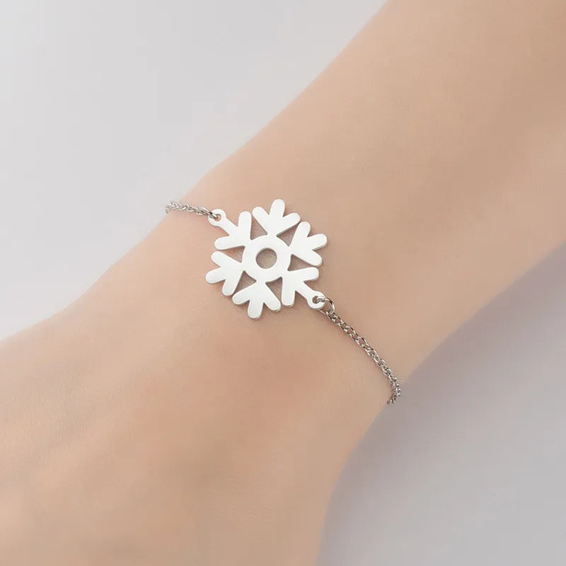 Bracelet motif flocon en acier inoxydable doré — vue 7