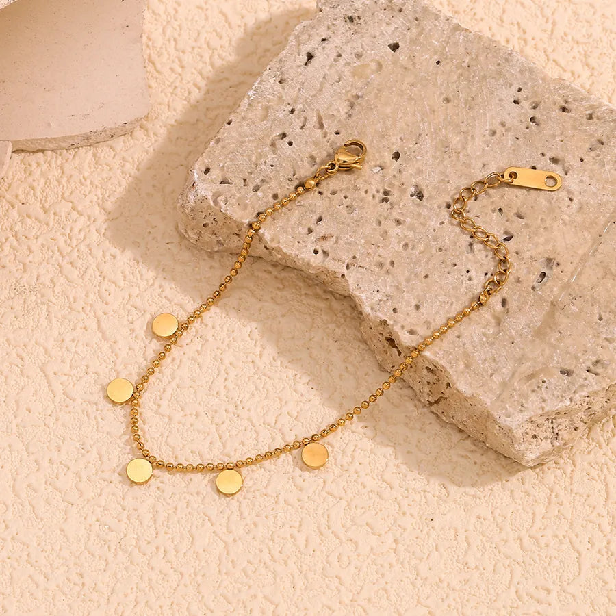 Bracelet pastille sur chaîne à billes dorée — vue 3