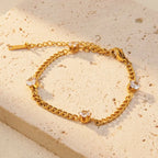 Bracelet à maillons facettés, acier doré — vue 3