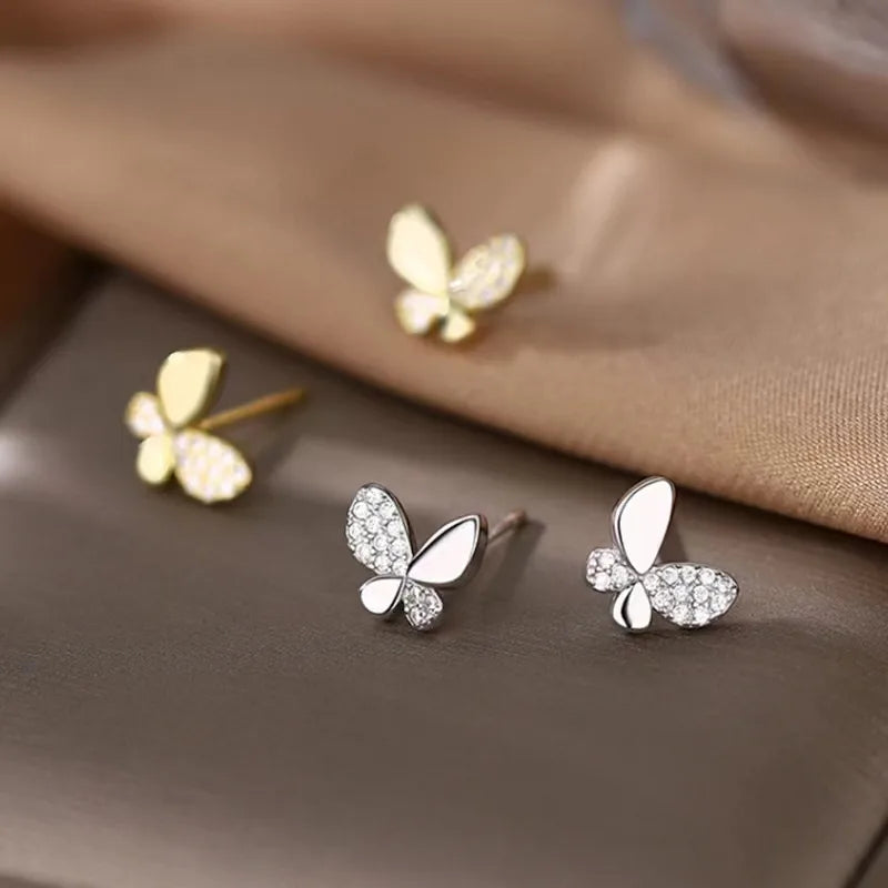Puces d'oreilles petits papillons en argent massif 925