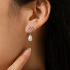 Boucles d'oreilles cœur et perle, argent 925 — vue 2