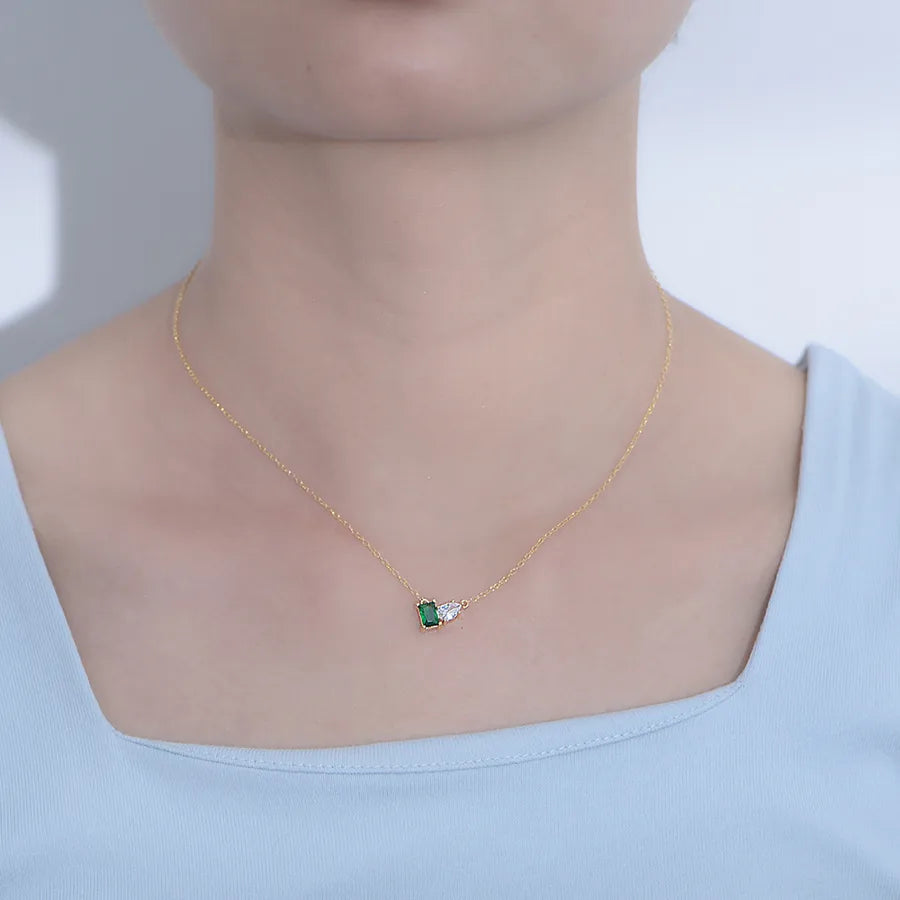 Collier à pendentif carré serti, argent 925 — vue 9