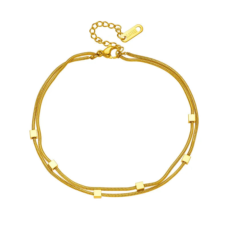 Bracelet à maillons carrés, acier inoxydable doré — vue 4