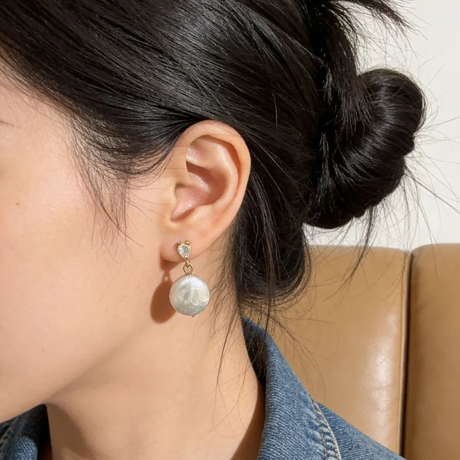 Boucles d'oreilles à perle baroque, argent 925 — vue 4