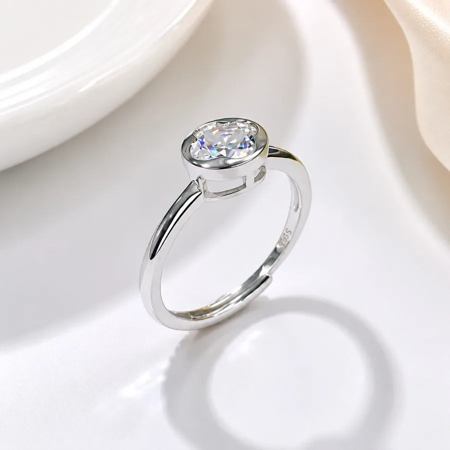 Bague moissanite ronde, modèle unisexe — vue 3