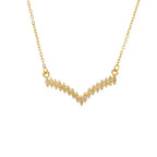 Collier à pendentif en V pavé de zircons, acier doré