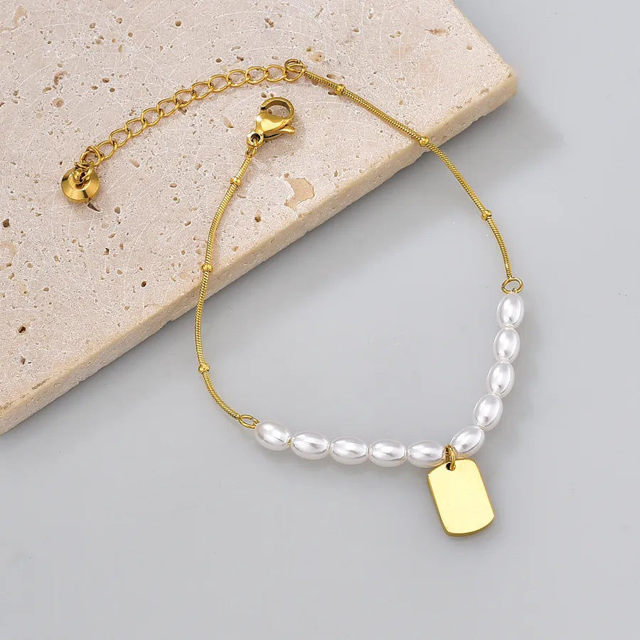 Bracelet perle et maille vénitienne dorée — vue 7