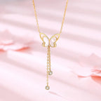 Collier papillon de nacre à double rang et pampille