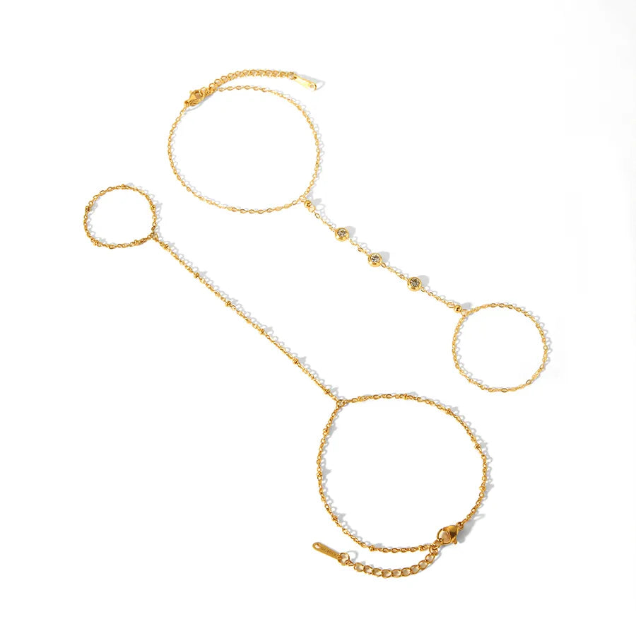 Bracelet chaîne fine élégante, acier doré — vue 4