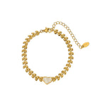 Bracelet cœur au tracé épuré, chaîne dorée — vue 4