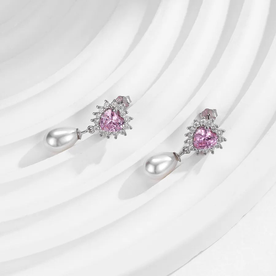 Boucles d'oreilles cœur et perle, argent 925 — vue 5