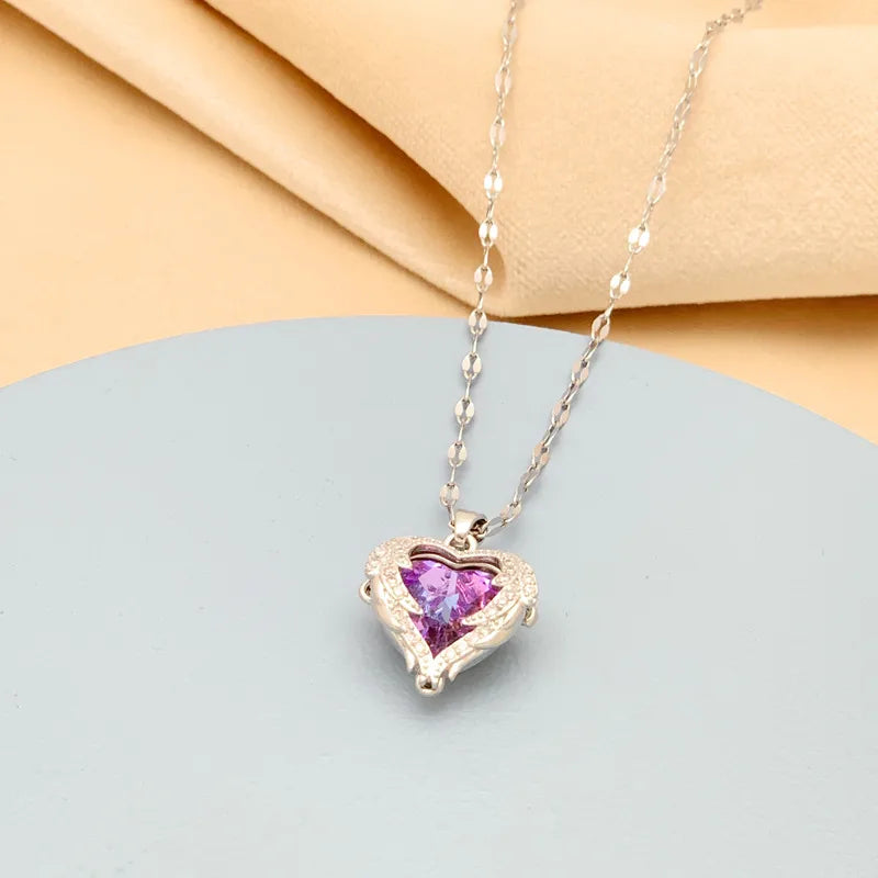 Collier cœur doré, acier inoxydable — vue 5