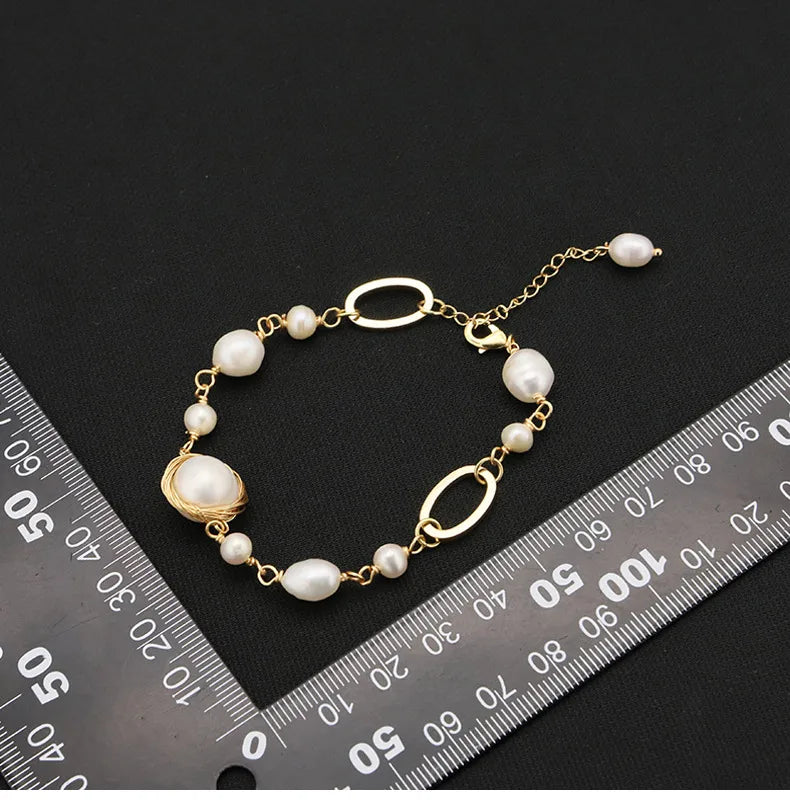 Bracelet de perles d'eau douce irrégulières — vue 2