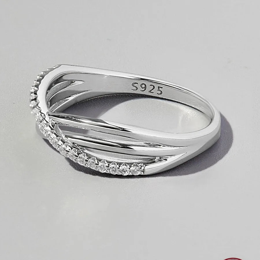 Bague croix sertie, finition or blanc — vue 5